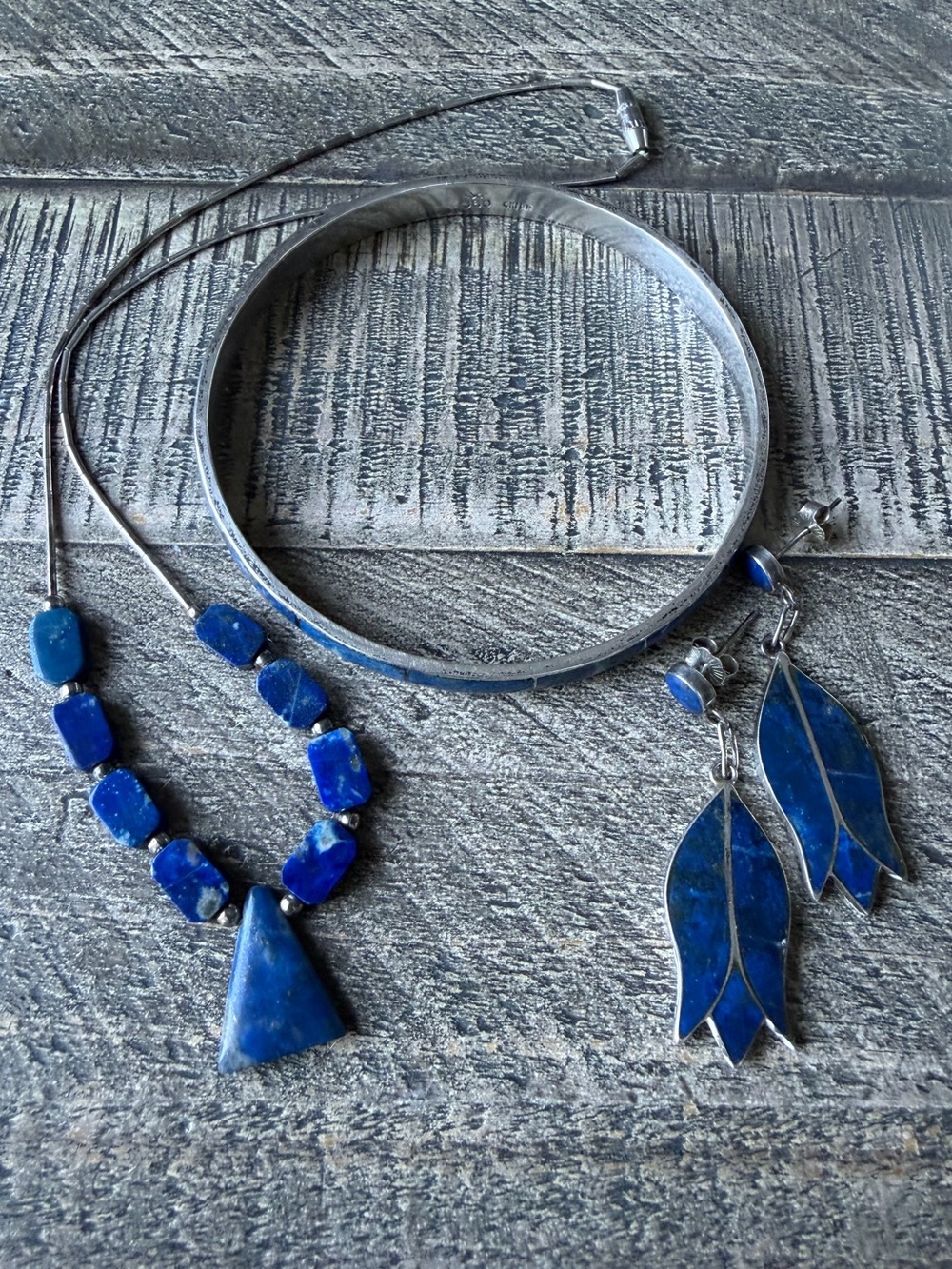 Vintage 960 Chilean Sterling & Lapis Lazuli Set